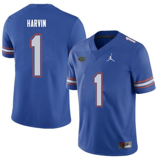 Men's Florida Gators #1 Percy Harvin NCAA Jordan Brand Royal Authentic Stitched College Football Jersey NXN0062LT